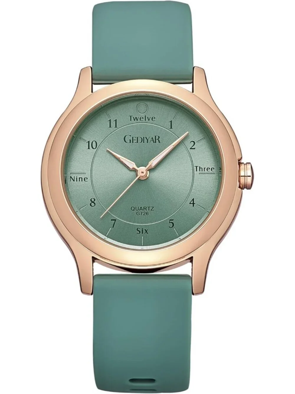 Women's Green Analog Quartz Rubber Silicone Band Waterproof Nursing Wrist Watch